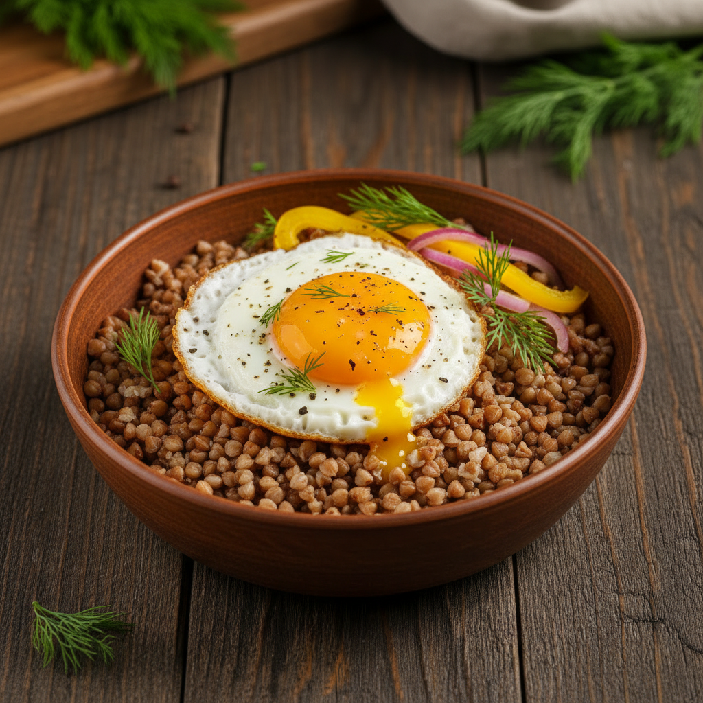 Grechka s Yaitsom (Buckwheat Breakfast Bowl with Egg)