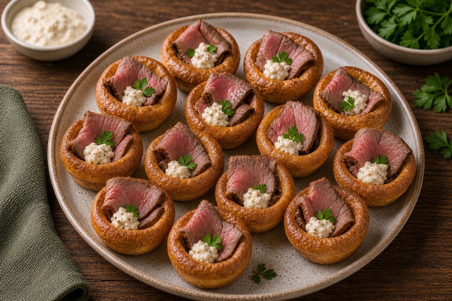 Mini Yorkshire Puddings with Roast Beef