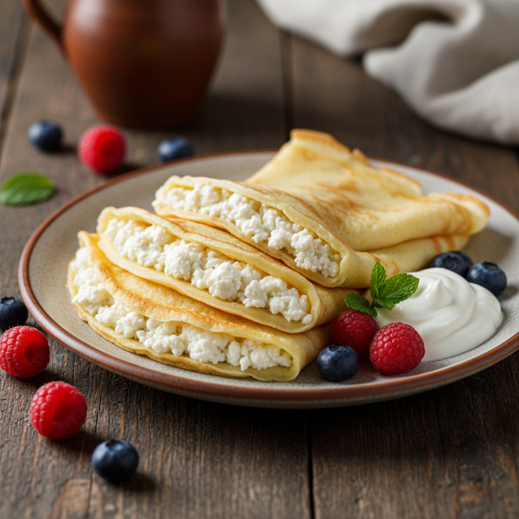 Nalisniki z Twarogiem (Polish Cheese Crepes)