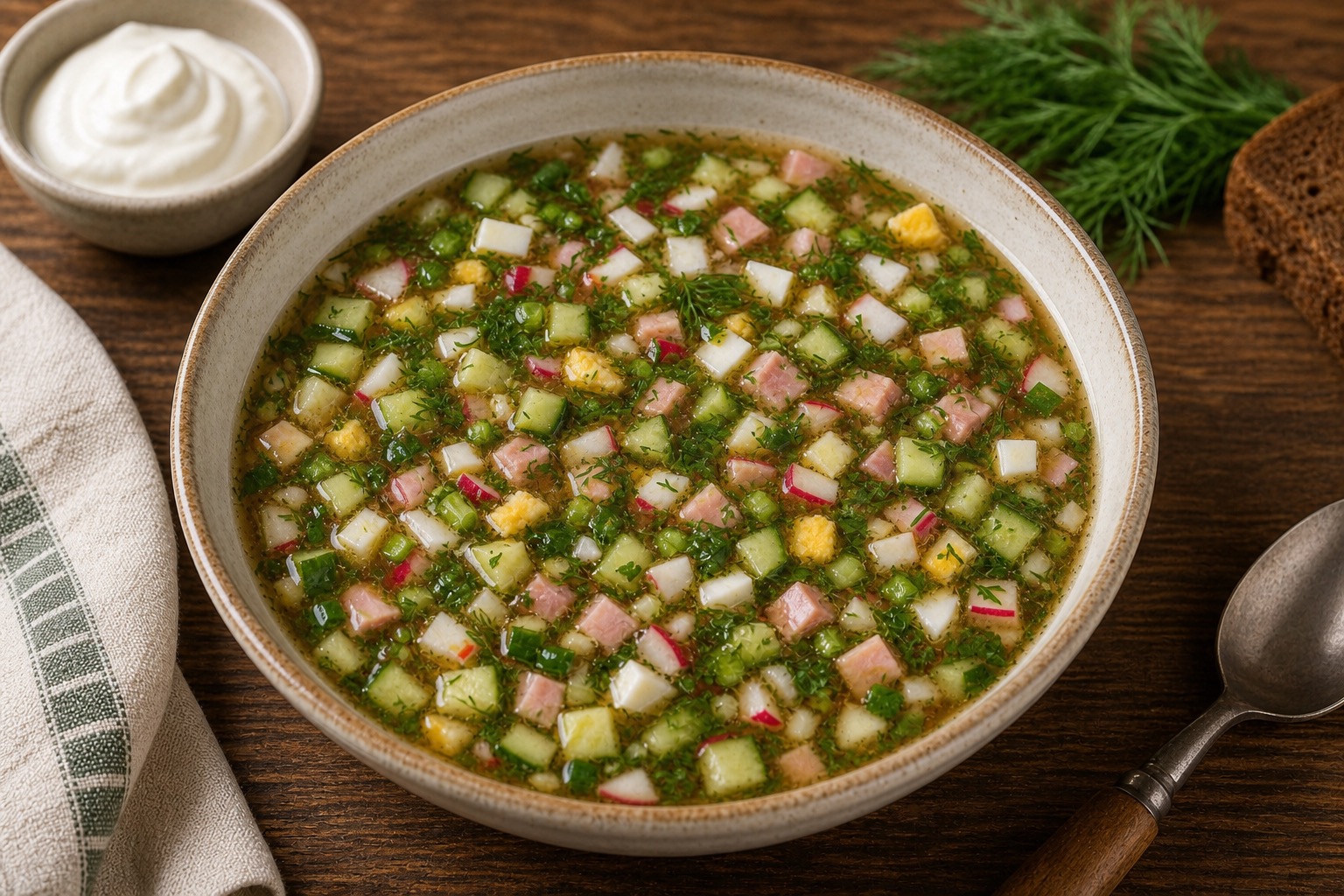 Cold Kvass Soup (Okroshka na Kvase)