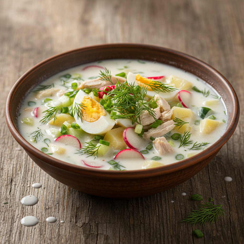 Okroshka na Kefire (Cold Kefir Soup)