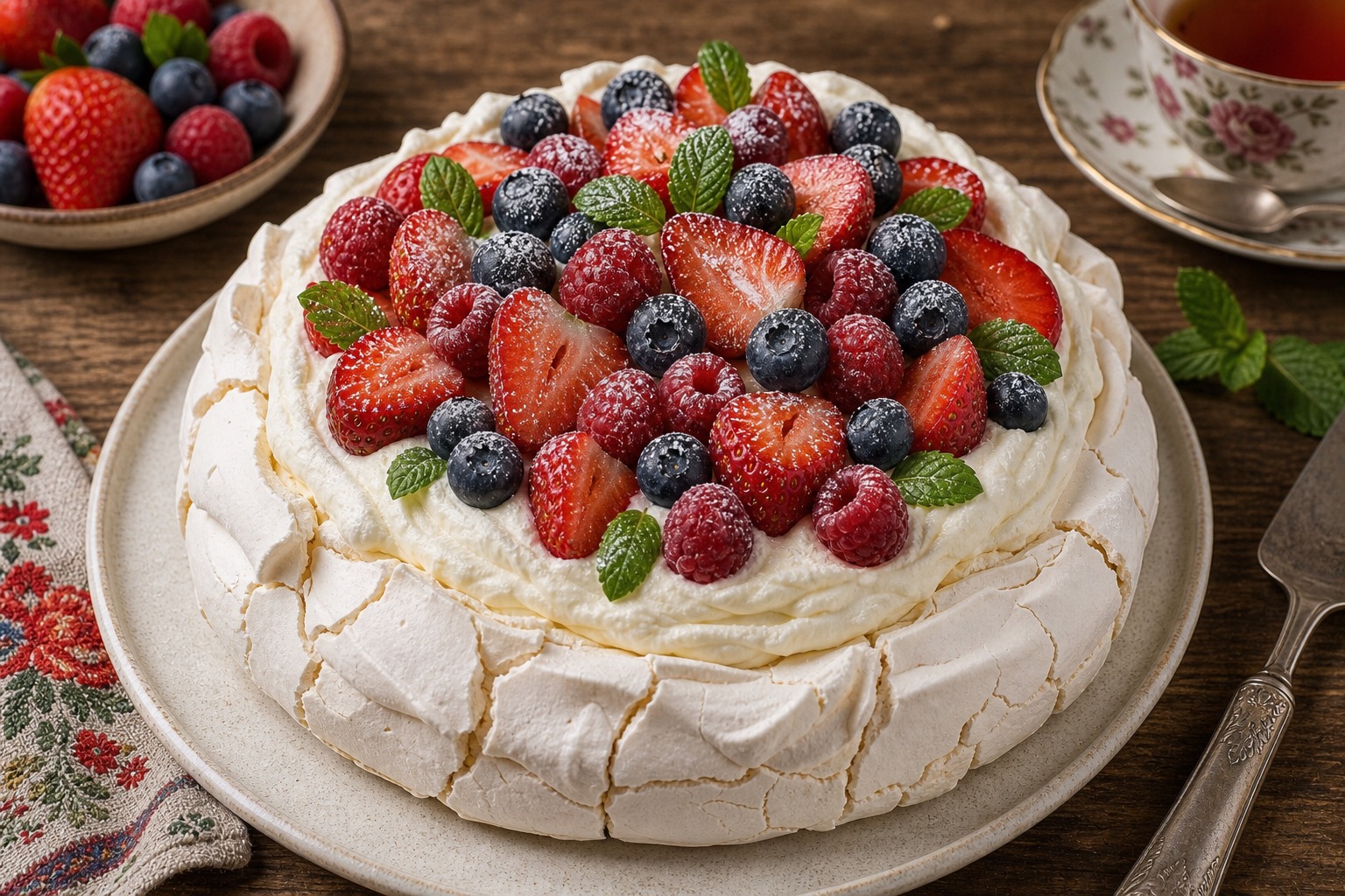 Pavlova with Berries (Tort Pavlova)